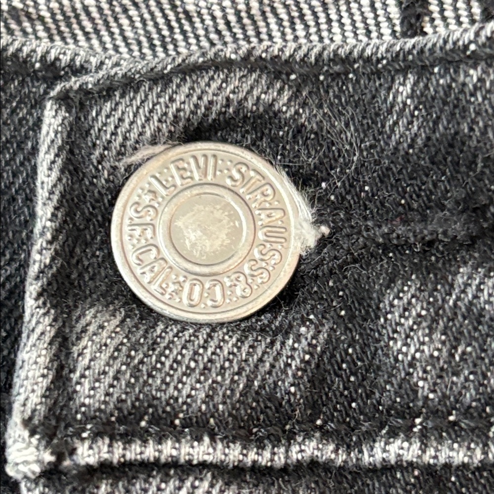 Levi's Women's High Rise Raw Hem Black Button Fly Denim Jean Shorts Size 29‎ - Picture 3 of 7